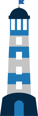 Grafik Leuchtturm in blau und grau